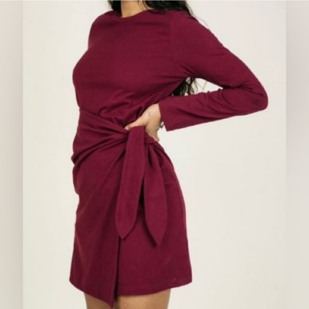 Elegant Burgundy Long Sleeve Dress